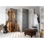 Kamerscherm Buddha vlies op massief hout  - meerdere kleuren - 5-delige set