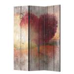 Paravento Autumnal Love Tessuto non tessuto su legno massello  - Grigio / Rosso - 3 pezzi
