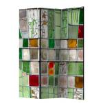 Paravent Emerald Stained Glass Vlies auf Massivholz  - Mehrfarbig - 3-teilig