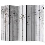Kamerscherm Birds on Boards vlies op massief hout  - grijs - 5-delige set