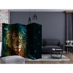 Paravent Abstract Lion Intissé sur bois massif - Multicolore - 5 éléments