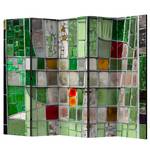 Paravento Emerald Stained Glass Tessuto non tessuto su legno massello  - Multicolore - 5 pezzi