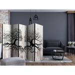 Kamerscherm A Kiss of a Trees vlies op massief hout  - beige/zwart - 5 delig