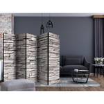 Paravent Stony Elegance Intissé sur bois massif - Gris - 5 éléments