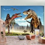 Papier peint intissé Fighting Dinosaurs Intissé - Multicolore - 150 x 105 cm
