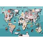 Papier peint intissé Animal Map Intissé - Multicolore - 100 x 70 cm