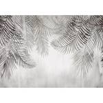 Papier peint intissé Night Palm Trees Intissé - Noir / Blanc - 400 x 280 cm