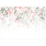 Papier peint intissé Waterfall of Roses Intissé - Rose vieilli / Gris - 300 x 210 cm