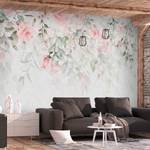 Papier peint intissé Waterfall of Roses Intissé - Rose vieilli / Gris - 300 x 210 cm