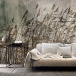 Papier peint intissé Water Grasses Intissé - Gris / Marron - 450 x 315 cm