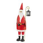 Dekofigur Santa mit Laterne Metall - Rot
