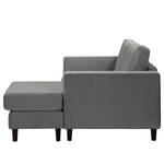 Ecksofa MAISON 1-Sitzer mit Longchair Samt Vaia: Grau - Longchair davorstehend rechts