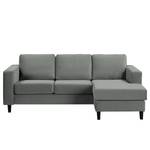 Ecksofa MAISON 2-Sitzer mit Longchair Samt Vaia: Grau - Longchair davorstehend rechts