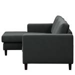 Ecksofa MAISON 2-Sitzer mit Longchair Webstoff - Samt Vaia: Dunkelgrau - Longchair davorstehend links