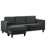 Ecksofa MAISON 2-Sitzer mit Longchair Webstoff - Samt Vaia: Dunkelgrau - Longchair davorstehend links