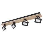 Faretti LED da soffitto Joya II Ferro / Massello di rovere - 4 punti luce - Nero