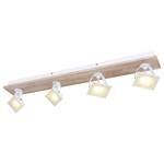 Faretti LED da soffitto Joya II Ferro / Massello di rovere - 4 punti luce - Bianco