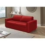 Divano letto Latino Vera pelle Mabel: rosso - Larghezza: 202 cm - Funzione letto