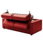 Slaapbank Latino Leer Mabel: Rood - Breedte: 202 cm - Met slaapfunctie