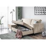 Ecksofa Maura Cordstoff Poppy: Beige  - Mit Hocker