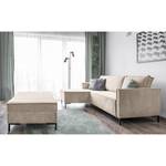 Ecksofa Maura Cordstoff Poppy: Beige  - Mit Hocker