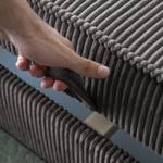 Ecksofa Maura Cordstoff Poppy: Taubengrau - Mit Hocker