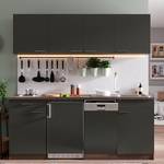 Cuisine Cano VII Gris - Largeur : 195 cm - Plaque de cuisson