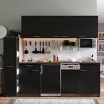 Cuisine Cano VIII Noir - Largeur : 225 cm - Plaque de cuisson