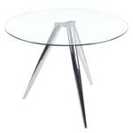 Eettafel Pimenta glas/metaal - grijs glas/chroomkleurig