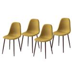 Chaise capitonnée Iskmo VI Tissu / Métal - Imitation noyer - Jaune moutarde - Lot de 4