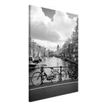Wandbild Bikes On Bridge Holzwerkstoff & Leinen - Schwarz-Weiß