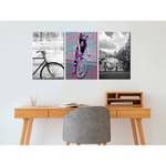 Wandbild Bikes Collection Holzwerkstoff & Leinen - Mehrfarbig