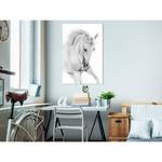 Wandbild White Horse Holzwerkstoff & Leinen - Schwarz-Weiß