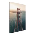 Wandbild Golden Gate Bridge Holzwerkstoff & Leinen - Mehrfarbig