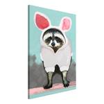 Wandbild Raccoon or Hare Holzwerkstoff & Leinen - Mehrfarbig