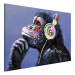 Quadro Musical Monkey Materiali a base di legno e lino - Multicolore