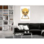 Afbeelding Gouden Hert verwerkt hout & linnen - meerdere kleuren - 60 x 90 cm