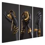 Afbeelding Midass Touch (3-delig) verwerkt hout & linnen - zwart/goudkleurig