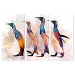 Wandbild Penguin Wandering (3-teilig) Holzwerkstoff & Leinen - Mehrfarbig - 120 x 80 cm