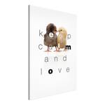 Afbeelding Keep Calm and Love verwerkt hout & linnen - meerdere kleuren