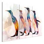 Afbeelding Penguin Wandering (3-delig) verwerkt hout & linnen - meerdere kleuren - 90 x 60 cm