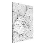 Afbeelding Flower Line verwerkt hout & linnen - zwart-wit