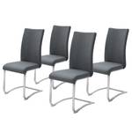 Chaises cantilever Marco II Tissage à plat / Acier inoxydable - Anthracite - Lot de 4