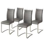 Chaise cantilever Lezuza Cuir synthétique Leja: Gris - Lot de 4