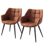 Chaise à accoudoirs Lamppi II microfibre / Métal - Cognac - Lot de 2