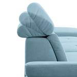 Ecksofa DeWitt Flachgewebe Olea: Hellblau - Longchair davorstehend rechts - Ohne Schlaffunktion