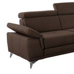 Ecksofa DeWitt Flachgewebe Olea: Espresso - Longchair davorstehend rechts - Ohne Schlaffunktion