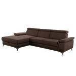 Ecksofa DeWitt Flachgewebe Olea: Espresso - Longchair davorstehend links - Mit Schlaffunktion