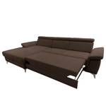 Ecksofa DeWitt Flachgewebe Olea: Espresso - Longchair davorstehend links - Mit Schlaffunktion