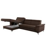 Ecksofa DeWitt Flachgewebe Olea: Espresso - Longchair davorstehend links - Mit Schlaffunktion